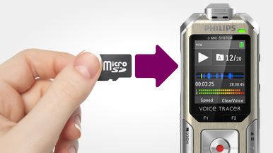 MicroSD memory card slot for virtually unlimited recording
